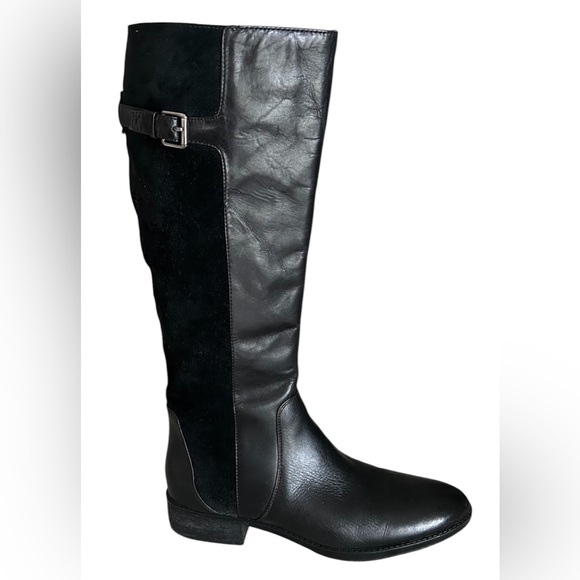 Sam Edelman Tall Black Leather and Suede Women's Patton Riding Boots Size 8.5 - Picture 2 of 16